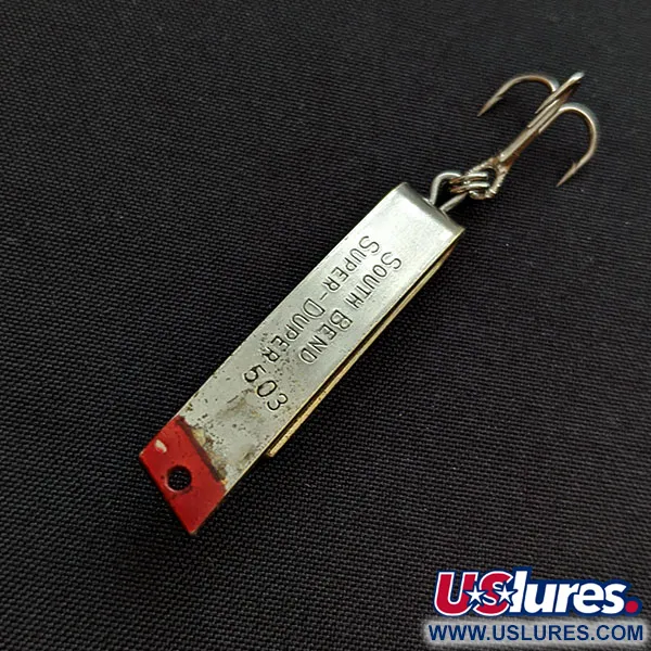 Vintage   South Bend Super-Duper 503, 1/8oz nickel/gold/red fishing spoon #18868