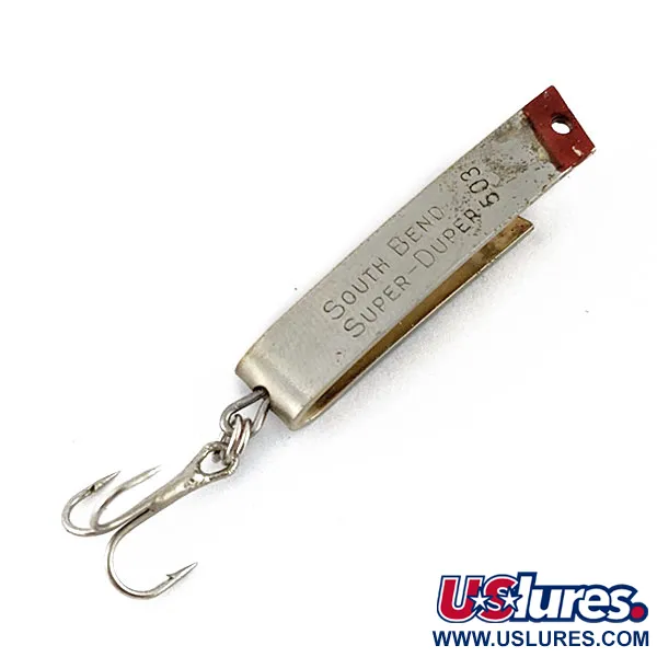 Vintage   South Bend Super-Duper 503, 1/8oz nickel/gold/red fishing spoon #18868