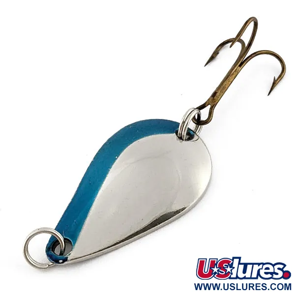 Vintage  Acme K.O. Wobbler, 1/4oz nickel/blue fishing spoon #18883