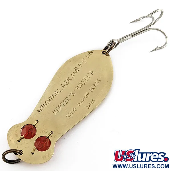 Vintage   Herter's Authentic Alaskan spoon, 1oz gold/red eyes fishing spoon #18886