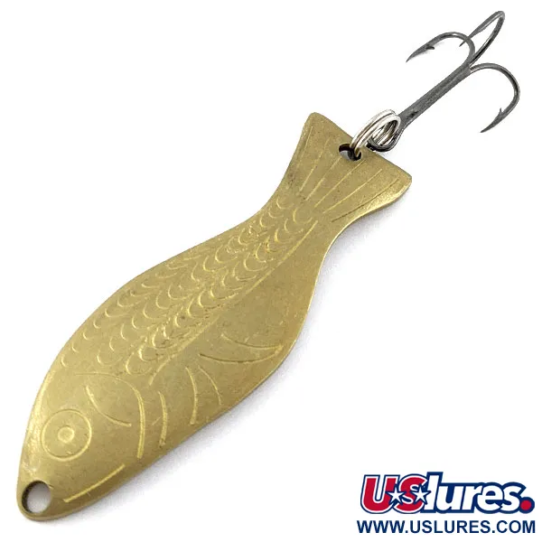 Vintage   Al's gold fish, 3/5oz brass fishing spoon #19618