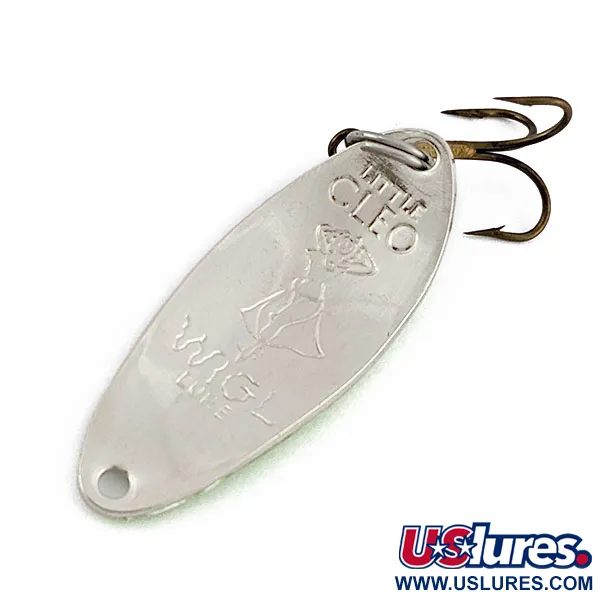 Vintage  Seneca Little Cleo (Hula Girl), 1/3oz nickel/green UV fishing spoon #18942