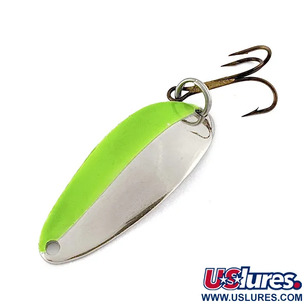 Vintage  Seneca Little Cleo (Hula Girl), 1/3oz nickel/green UV fishing spoon #18942