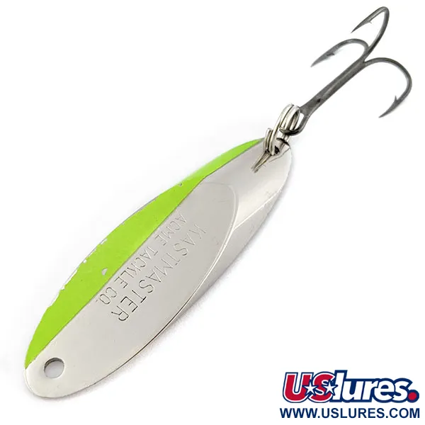 Vintage  Acme Kastmaster UV, 3/4oz nickel/green UV fishing spoon #18973