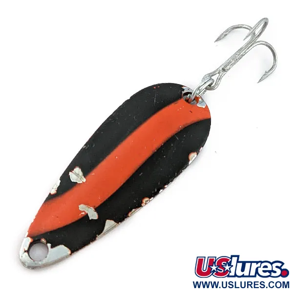 Vintage   Worth Chippewa Steel Spoon, 3/16oz black/red/nickel fishing spoon #18988