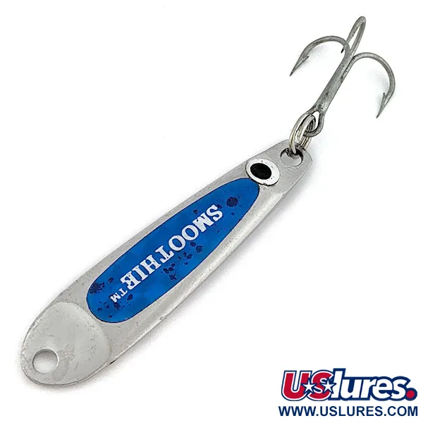 Vintage   Hopkins Smoothie, 2/5oz nickel/blue fishing spoon #19002