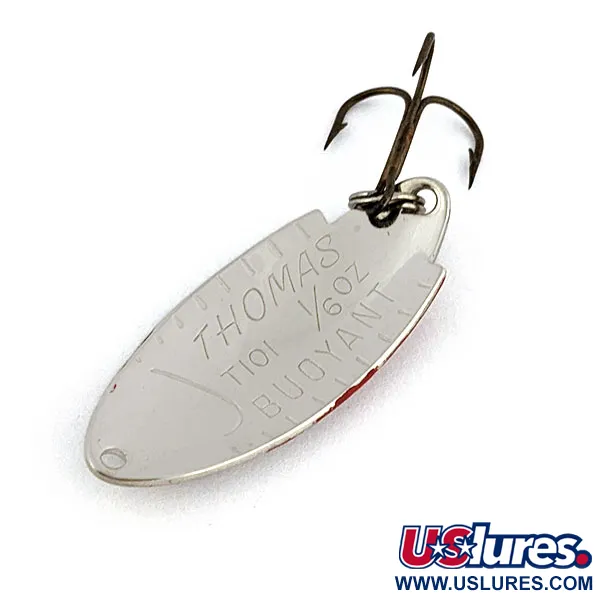 Vintage   Thomas Buoyant, 3/16oz nickel/red/white fishing spoon #19030