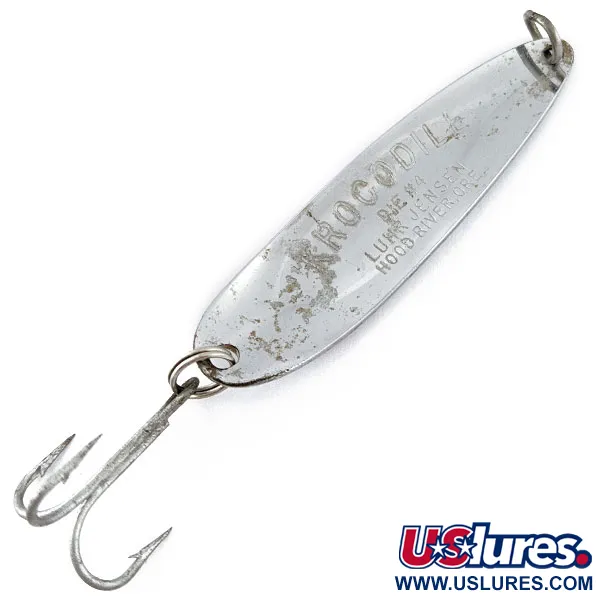 Vintage  Luhr Jensen Krocodile #4, 1/2oz nickel fishing spoon #19069
