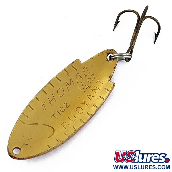 Vintage   Thomas Buoyant, 1/4oz gold/red fishing spoon #19073