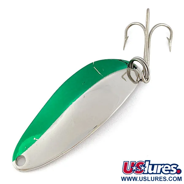 Vintage  Seneca Little Cleo (Hula Girl), 1/3oz nickel/green fishing spoon #19082