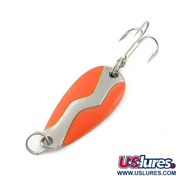 Vintage  Acme Kamlooper Wee, 1/8oz nickel/orange fishing spoon #19111