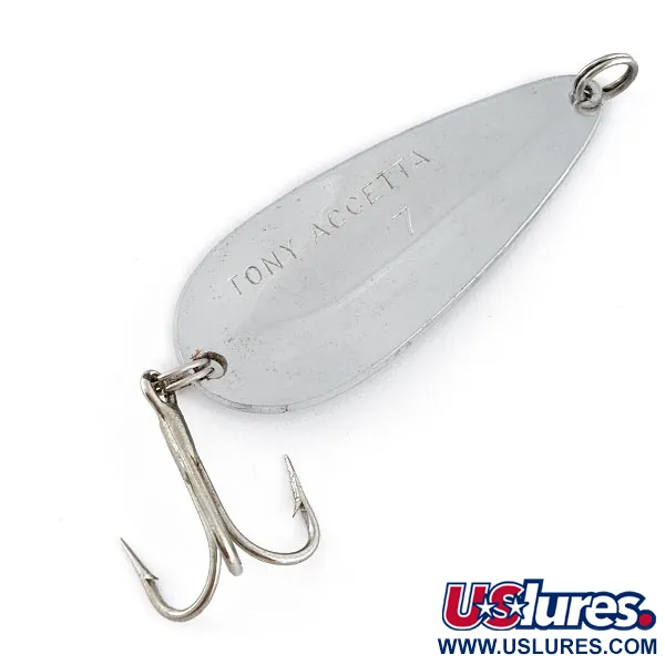 Vintage   Tony Accetta 7, 3/4oz nickel fishing spoon #19120