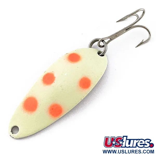 Vintage  Seneca Little Cleo (Hula Girl), 1/3oz white/orange Glow fishing spoon #19135