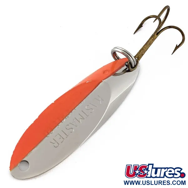 Vintage  Acme Kastmaster, 3/8oz nickel/orange fishing spoon #19159