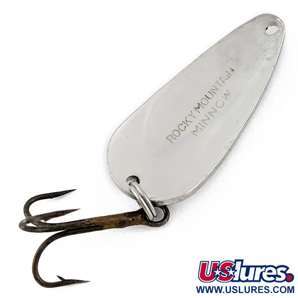 Vintage   Rocky Mountain minnow, 1/3oz nickel/blue fishing spoon #19179