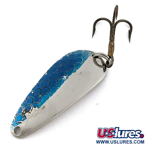 Vintage   Rocky Mountain minnow, 1/3oz nickel/blue fishing spoon #19179