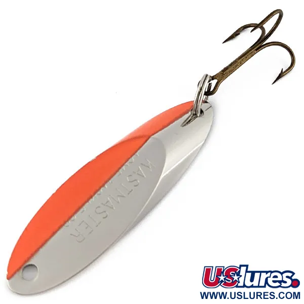 Vintage  Acme Kastmaster, 3/8oz nickel/orange fishing spoon #19199