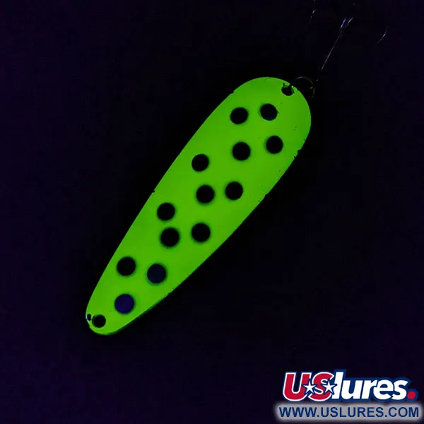 Vintage   Worth Chippewa Steel Spoon UV, 3/5oz Nickel/black/yellow UV fishing spoon #19232