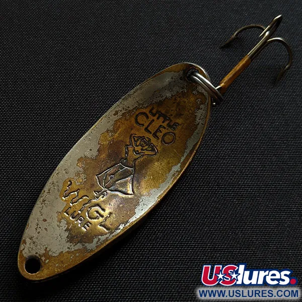 Vintage  Seneca Little Cleo (Hula Girl), 2/3oz blue/white/brass/nickel fishing spoon #19291