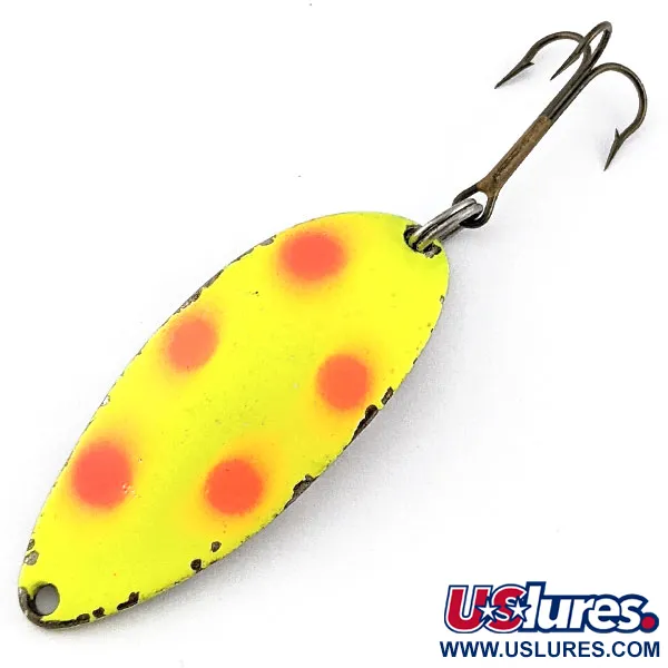 Vintage  Seneca Little Cleo (Hula Girl), 2/3oz yellow/red/nickel fishing spoon #19297