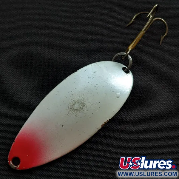 Vintage  Seneca Little Cleo (Hula Girl), 1/2oz white pearl/red/nickel fishing spoon #19328