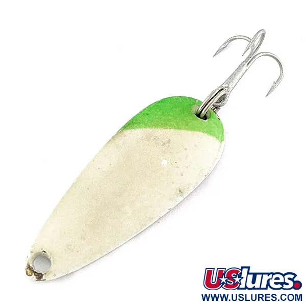 Vintage   Worth Chippewa Glow, 2/5oz green/white Glow fishing spoon #19344