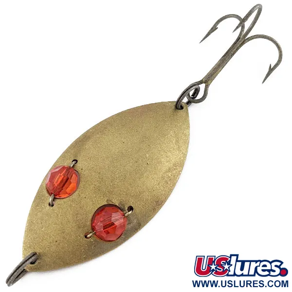 Vintage  Hofschneider Red Eye Wiggler, 1oz brass / red eyes fishing spoon #19369