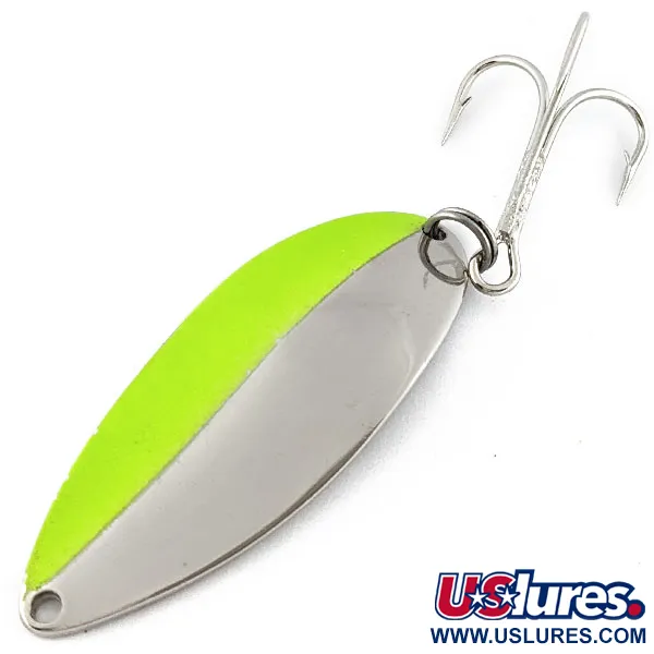 Vintage  Seneca Little Cleo (Hula Girl) UV, 3/4oz nickel/green UV fishing spoon #19386
