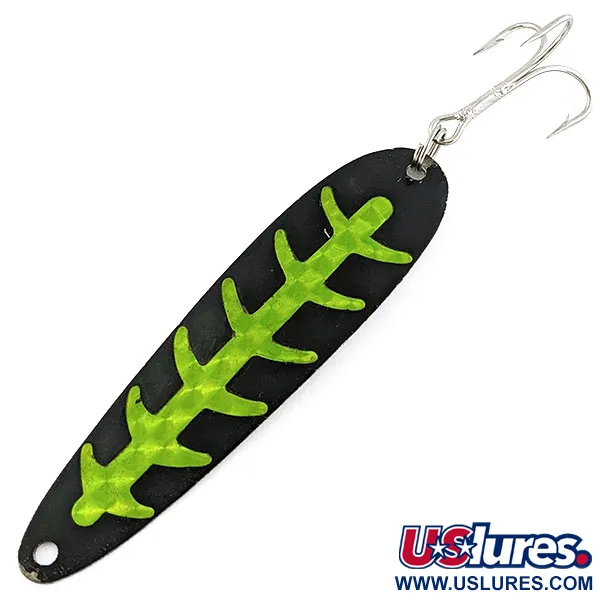 Vintage   Slammer, 2/5oz black/white/green fishing spoon #19459