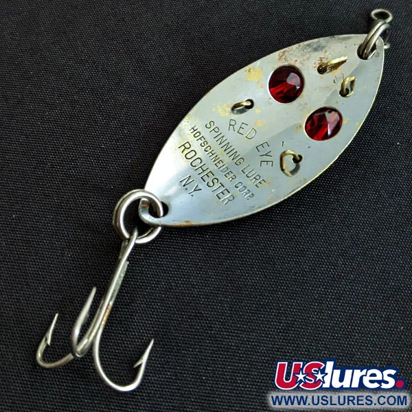 Vintage  Hofschneider Red Eye Junior, 2/5oz nickel/red eyes fishing spoon #19478
