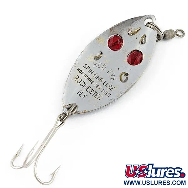 Vintage  Hofschneider Red Eye Junior, 2/5oz nickel/red eyes fishing spoon #19478