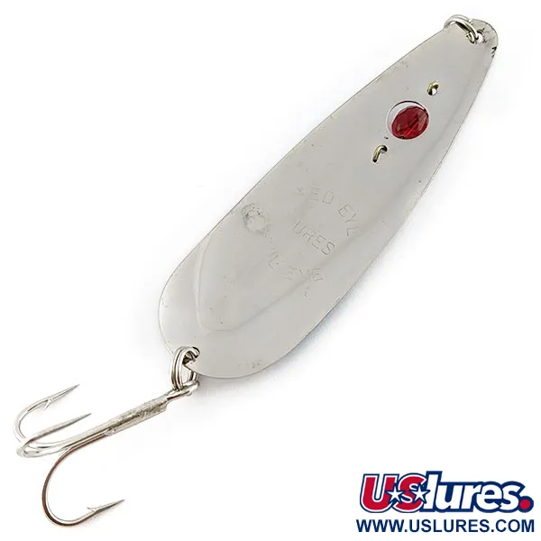 Vintage  Red Eye Lures Red Eye Evil Eye, 2/3oz nickel/blue/red eye fishing spoon #19480
