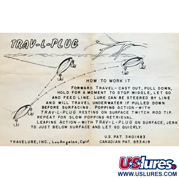 Vintage  TraveLure Trav-L-Plug , 3/4oz green fishing lure #21521