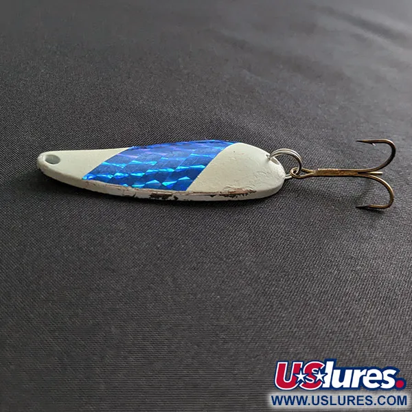 Vintage   Worth Chippewa Steel Spoon UV, 3/5oz white/bluish fishing spoon #19486