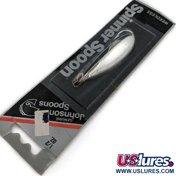   Johnson Silver Minnow Spinner Spoon, 1/2oz silver fishing spoon #19497