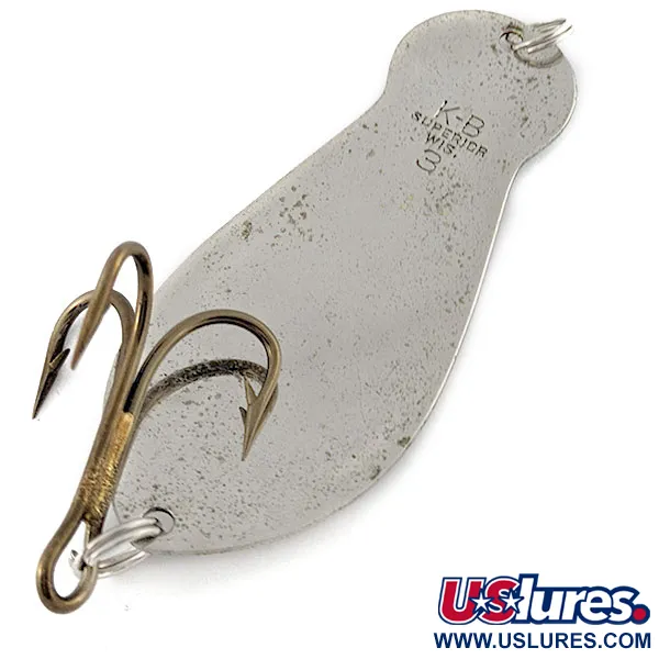 Vintage  K-B Bait K-B Spoon Superior, 1oz nickel/red/gold fishing spoon #19500