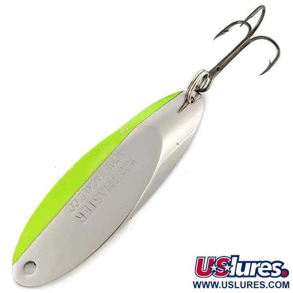 Vintage  Acme Kastmaster, 1oz nickel/green fishing spoon #19503