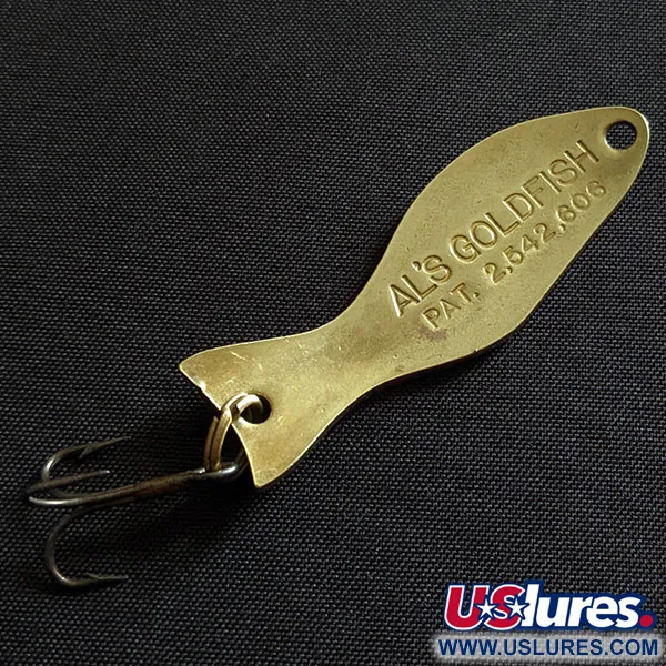 Vintage   Al's gold fish, 1/4oz brass fishing spoon #19521