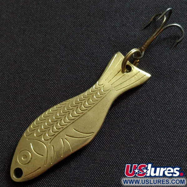 Vintage   Al's gold fish, 1/4oz brass fishing spoon #19521