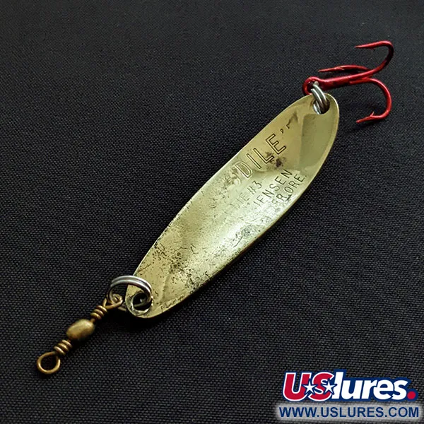 Vintage  Luhr Jensen Krocodile #3, 1/3oz gold fishing spoon #19544