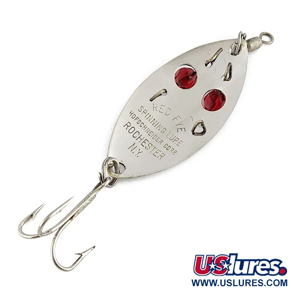 Vintage  Hofschneider Red Eye Junior, 2/5oz nickel/red eyes fishing spoon #19558