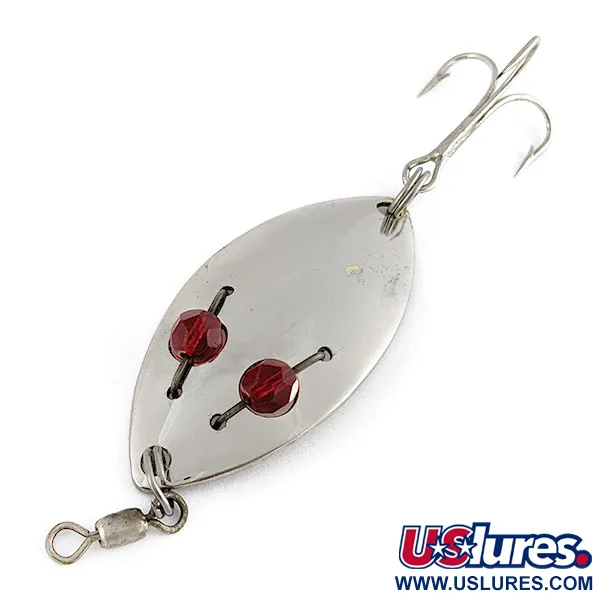 Vintage  Hofschneider Red Eye Junior, 2/5oz nickel/red eyes fishing spoon #19558