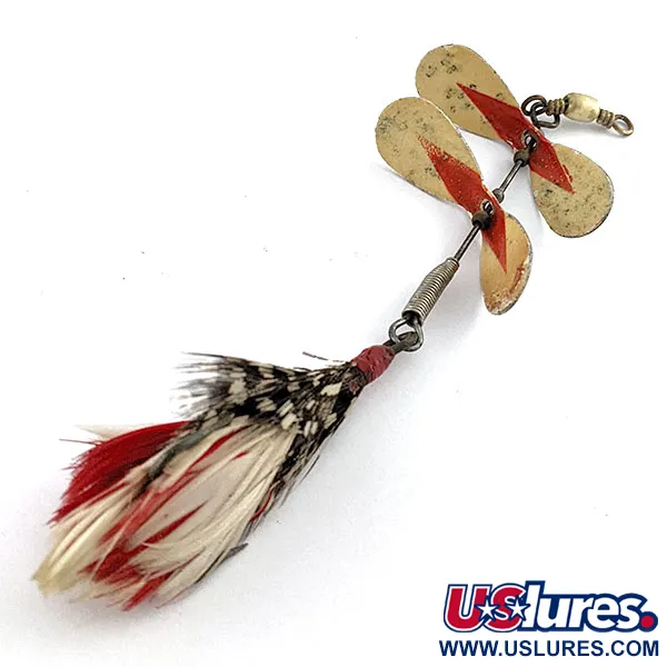 Vintage   Pflueger Tandem Spinner, 1/3oz nickel/red spinning lure #19559