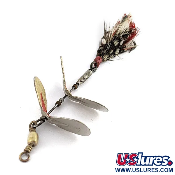 Vintage   Pflueger Tandem Spinner, 1/3oz nickel/red spinning lure #19559
