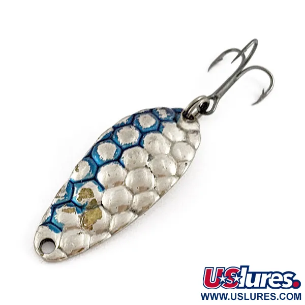 Vintage   Acme Little Cleo bubbles, 1/4oz nickel/blue fishing spoon #19572