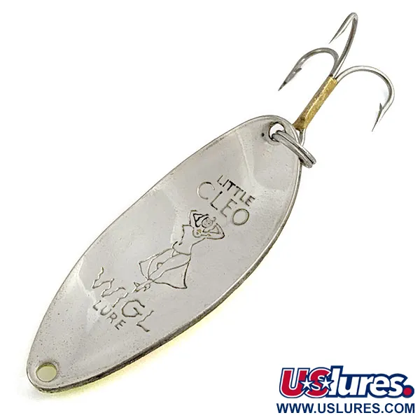 Vintage  Seneca Little Cleo (Hula Girl), 1/2oz nickel/yellow/red UV fishing spoon #19578