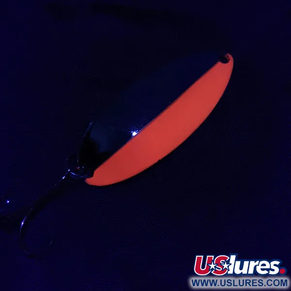 Vintage   Acme Little Cleo, 2/5oz nickel/orange UV fishing spoon #19579