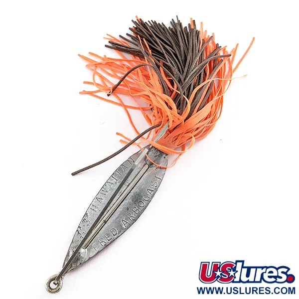 Vintage   Fred Arbogast #3 Hawaiian, 3/5oz red/white/nickel fishing spoon #19597