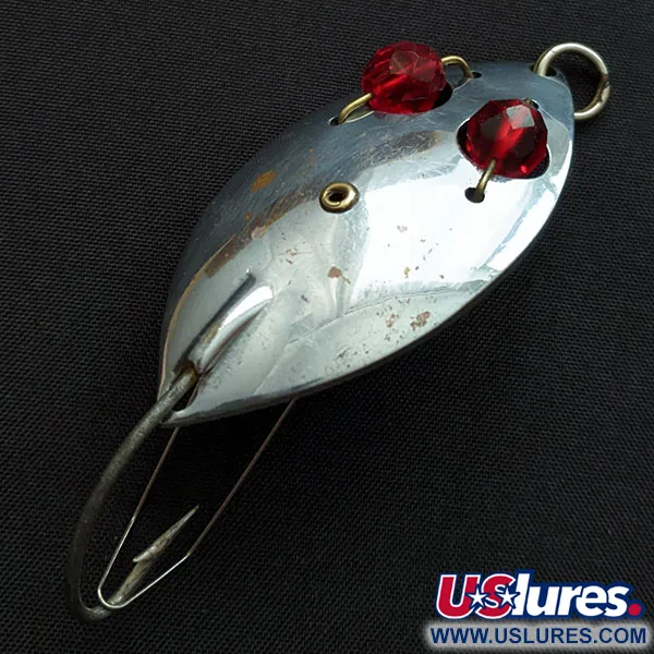 Vintage  Hofschneider Red Eye Junior Weedless, 1/2oz nickel/red eyes fishing spoon #19640