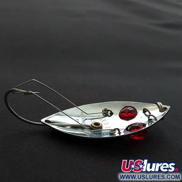 Vintage  Hofschneider Red Eye Junior Weedless, 1/2oz nickel/red eyes fishing spoon #19640
